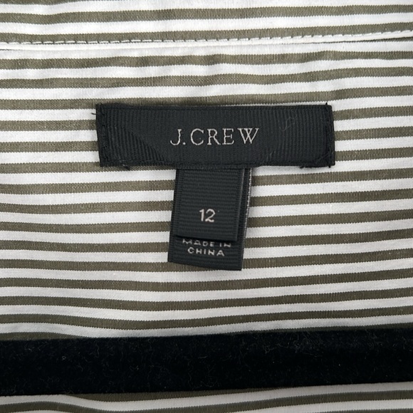 J. Crew Womens Funnelneck Striped Shirt Sz 12 Black & White Long Sleeve High Low - Picture 4 of 14